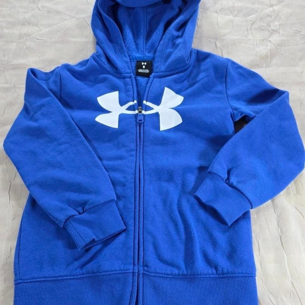 Under Armour Kids Royal Blue Full Zip Hoodie Big Logo Sweatshirt Size 6 UAFFI51E
